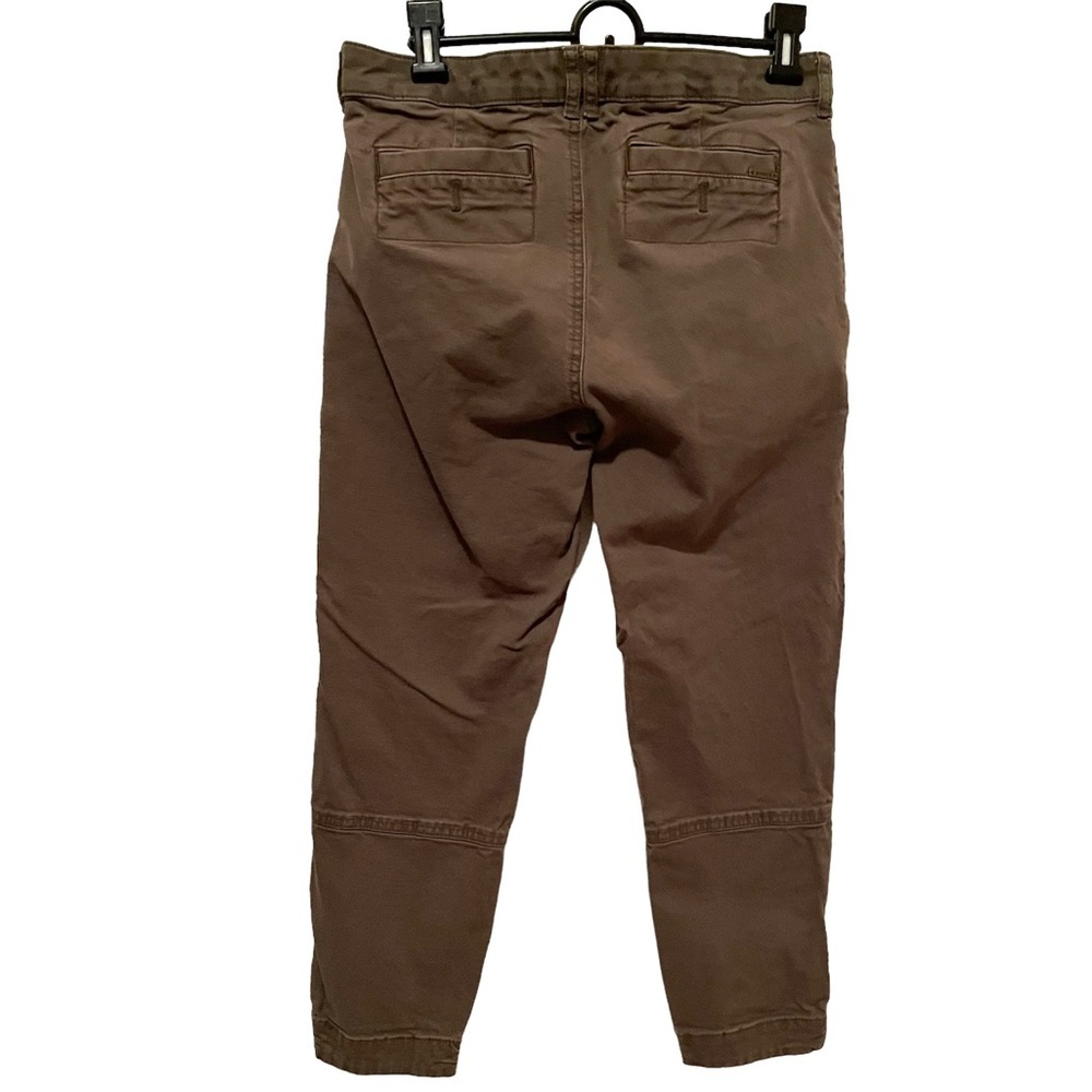 Prana Women’s Cropped Tan Pants Mid Rise Organic Cotton Blend size 6 Snap Fly - Picture 6 of 9